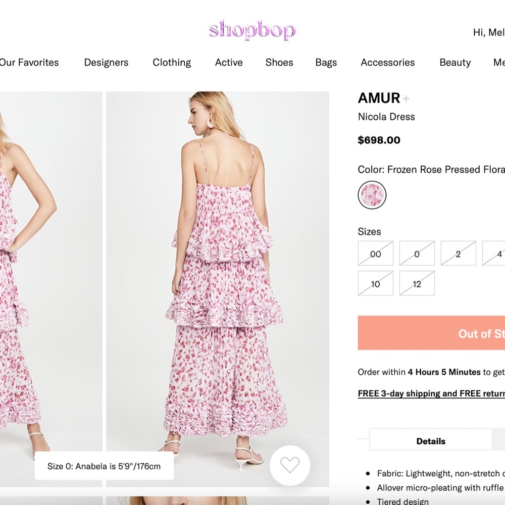 AMUR Nicola Dress in Frozen Rose Pressed Floral (NWT) - Picture 7 of 11
